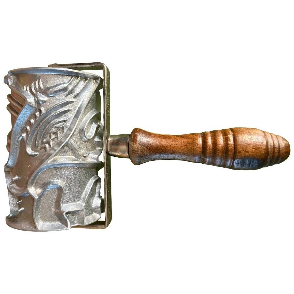 Vintage Monopol Auro German Christmas Cookie Roller Clean Heavy Cast Aluminum